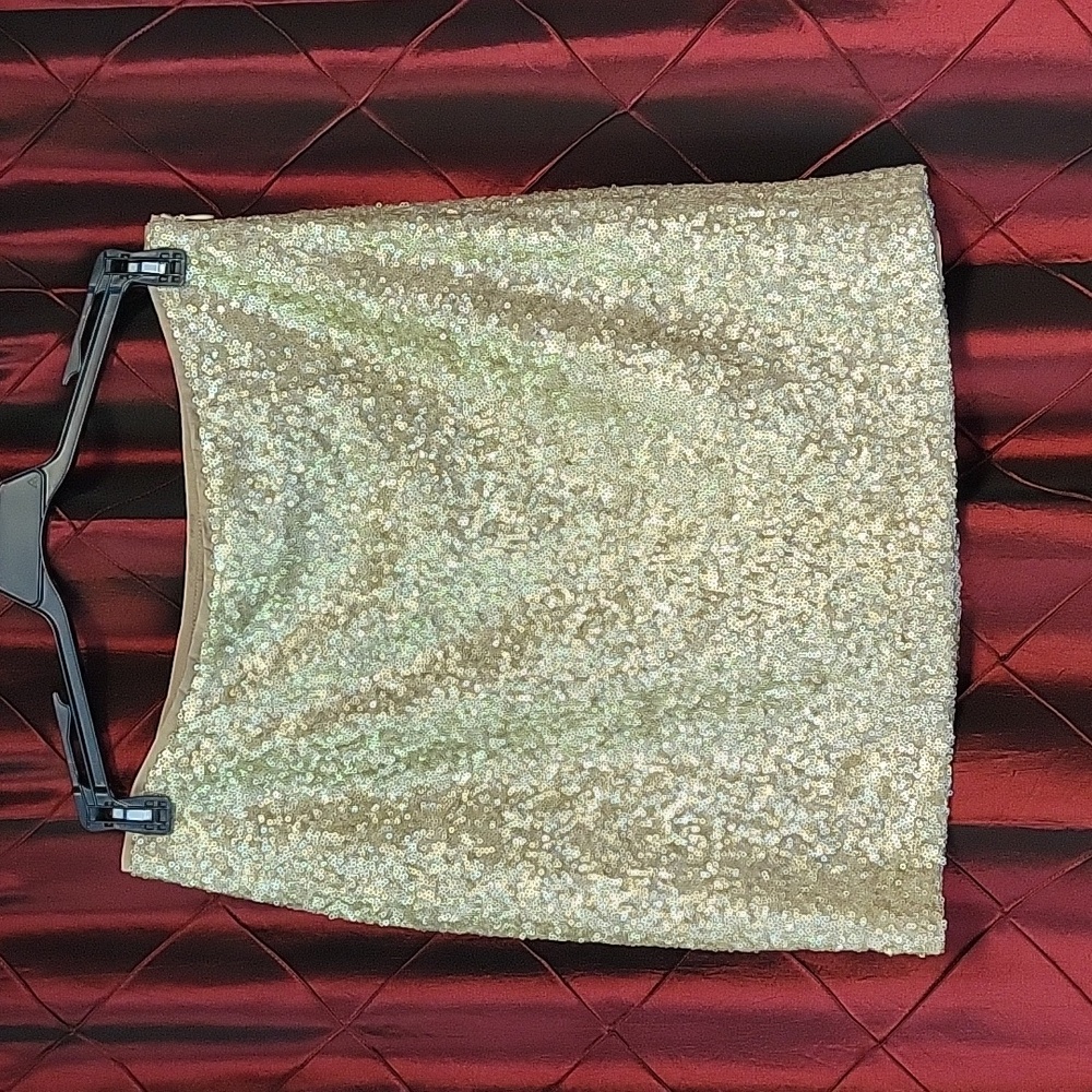 Euc- Cache Gold / Silver Metallic Sequin Mini Ski… - image 2